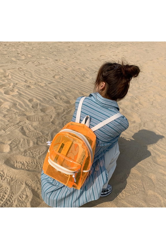 Orange Transparent Jelly Backpack Lightweight School Bag for Storage and Daily Use