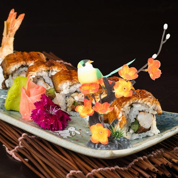 DRAFIDEEP Realistic Fake Fish And Plant Sushi Plate For Home Unique Japanese Restaurant Decor Flower Dish Random