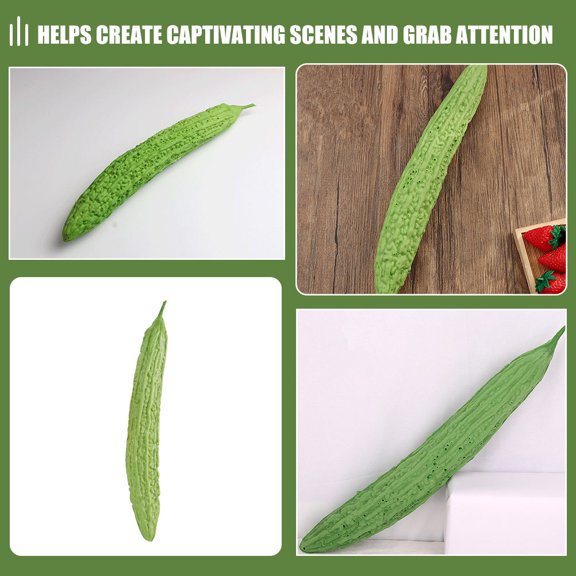 DRAFIDEEP Realistic Green Fake Bitter Gourd Artificial Vegetable Decor for Photography and Display 5.5 Inches