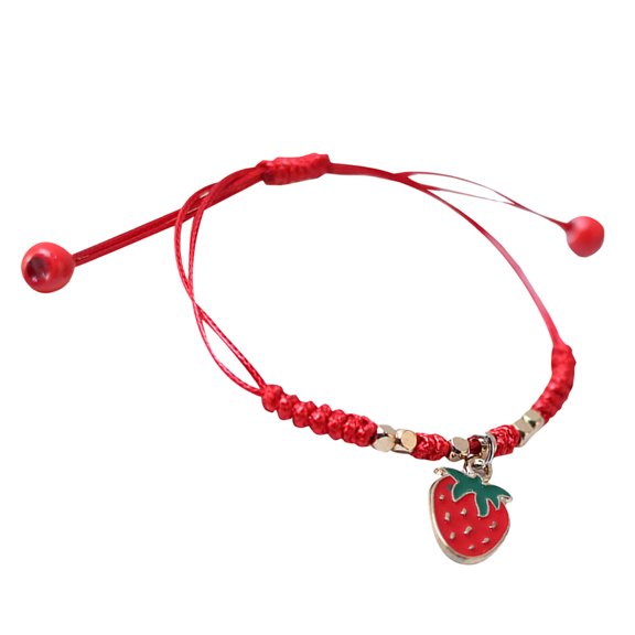 DRAFIDEEP Red Strawberry Couples Woven Rope Bracelet Cute Handmade Friendship Accessory and Stylish