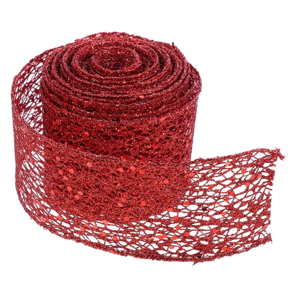 DRAFIDEEP Red Wired Polyester Ribbon for Decoration, Ideal for Crafts, Party Props, Wrapping, 1.5in Width x 10yd Length