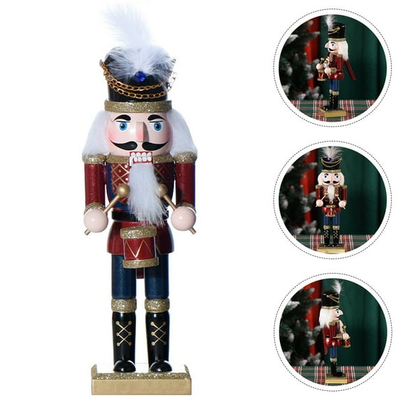OUNONA Classic Nutcracker Ornaments Wooden Decor for Christmas Family Celebration 1Pack