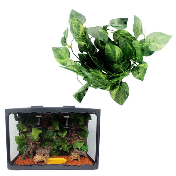 DRAFIDEEP Reptile Tank Decoration Grape Leaf Natural Style Terrarium Accessory 1 Set for Reptiles