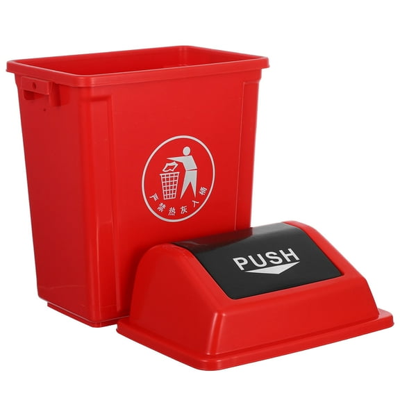 DRAFIDEEP Restaurant Plastic Garbage Can Red for Easy Cleaning Kitchen Use 1 Pcs
