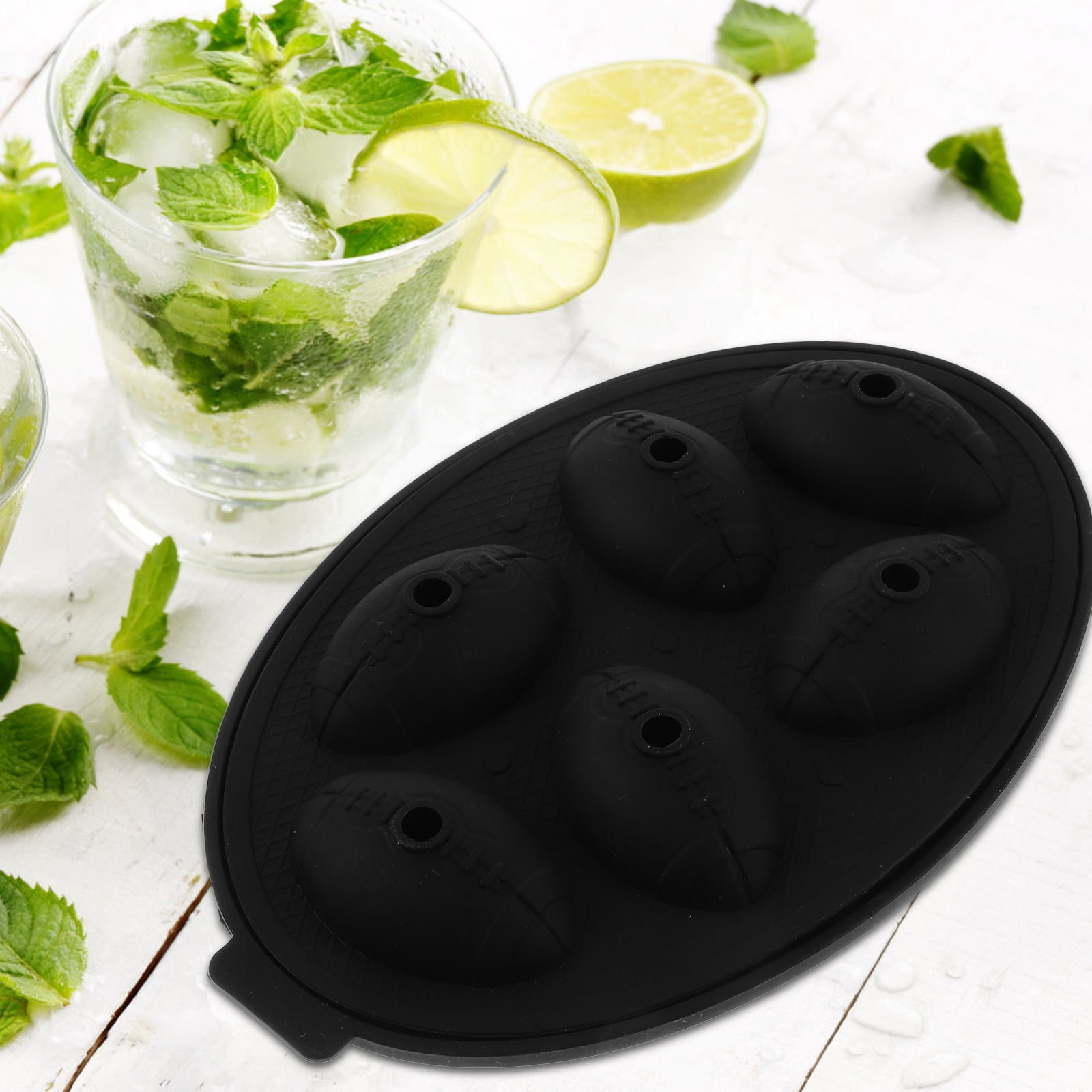 DRAFIDEEP Rugby Ice Cube Mold, Black Silicone Kitchen Tool, Easy to Use ...