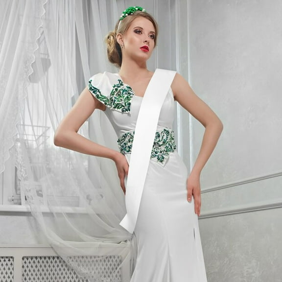 OUNONA White Satin Sash Blank Party Decoration for Graduation Bridal Shower Bachelorette and Homecoming