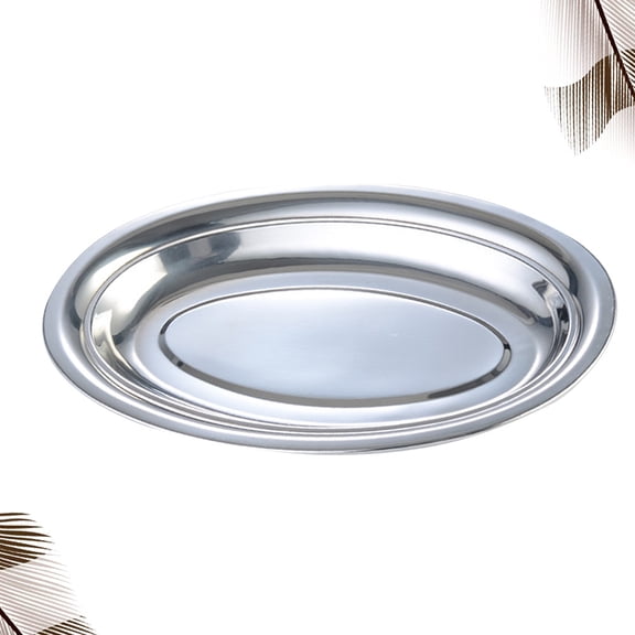 DRAFIDEEP Serving Platters Oval Plate Non Magnetic Stainless Steel 1Pack