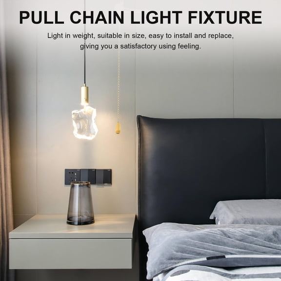 DRAFIDEEP Silent Pull Cord Light Switch Golden Wood and Iron for Display