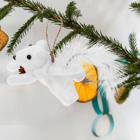 DRAFIDEEP White Squirrel Hanging Ornament for Christmas Tree Decoration and Holiday Party Setup