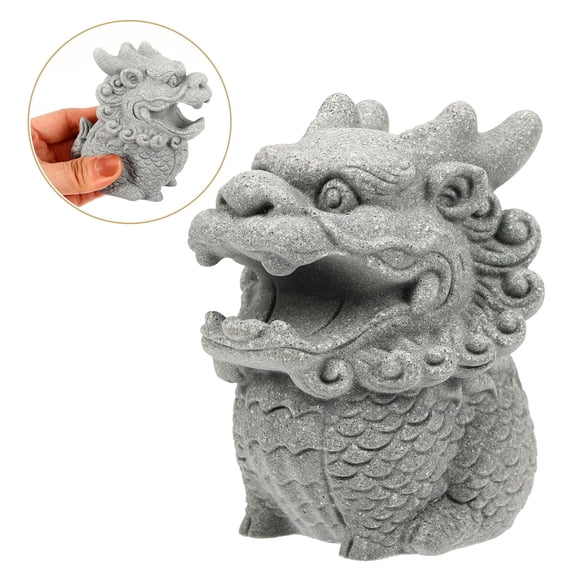 DRAFIDEEP Small Statues for Home Decor Stone Lion Statue for Desk 1Pcs Grey