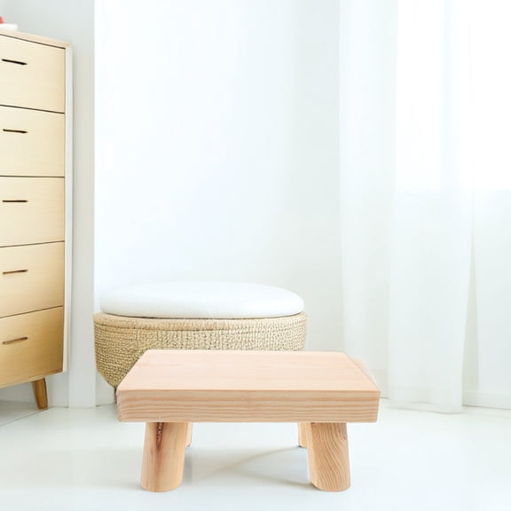 DRAFIDEEP Small Step Stools Foot Stool Natural Wood Stable For Kitchen 1Pack