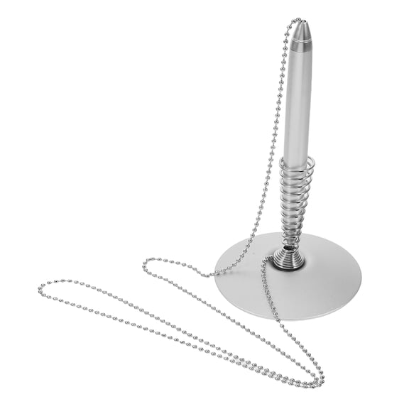 DRAFIDEEP Plated Metal Pen with Spring Mechanism and Chain for Smooth Writing at Reception Desks and Offices