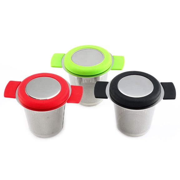 DRAFIDEEP Stainless Steel Tea Infuser with Fine Mesh and Comfortable Red Silicone Handle for Loose Leaf Tea Brewing