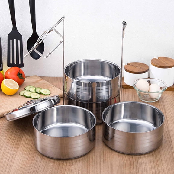 DRAFIDEEP Stainless Steel Lunch Container Insulated 4 Tier Bento Box for Office Picnic