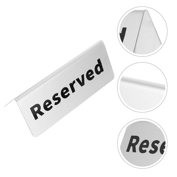 DRAFIDEEP Stainless Steel Reserved Sign for Weddings and Daily Use Silver Table Card 4.5 x 2.5 Inches