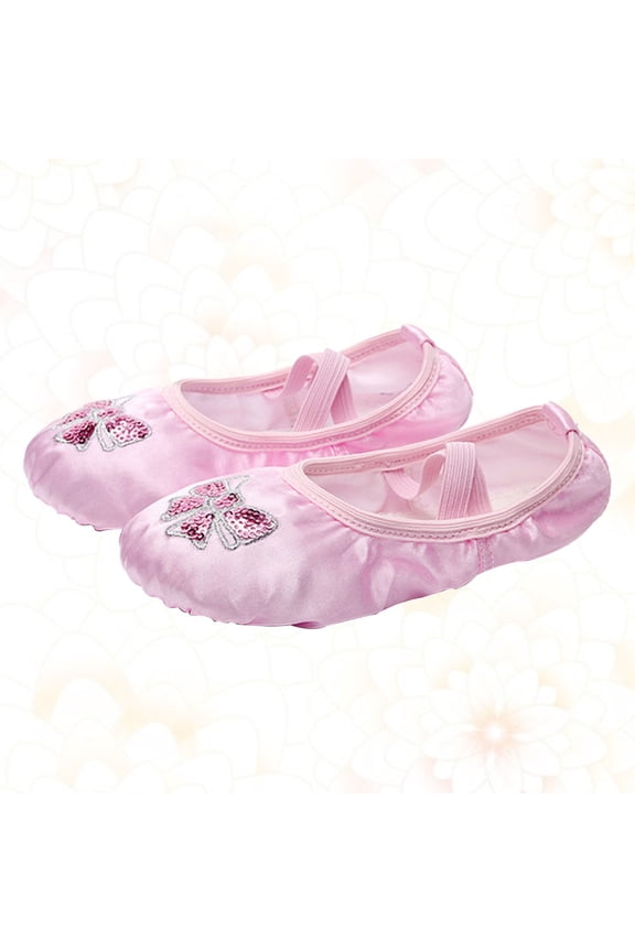 Stretch Satin with Ribbon Tie and Non- Split Sole for Ballet, Yoga, and