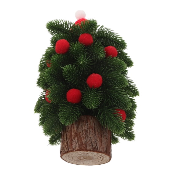 OUNONA Drafideep Realistic Tabletop Christmas Tree with Green Plastic and Wood Design for Holiday Decor
