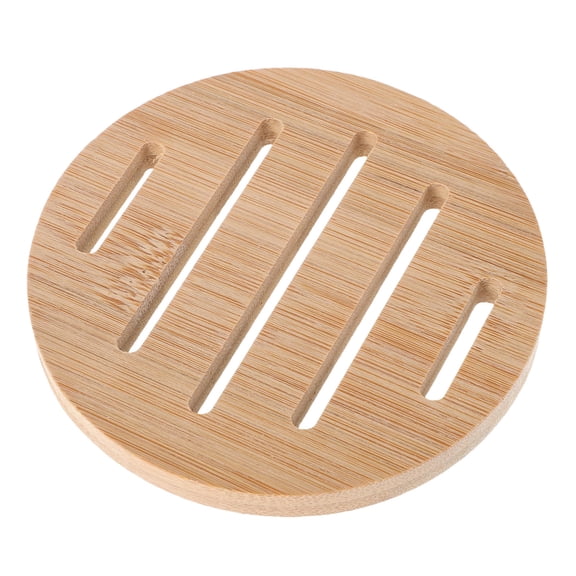 DRAFIDEEP Tea Cup Base Mat Bamboo Coasters Khaki Round Prevent Condensation 1Set For Tea Time