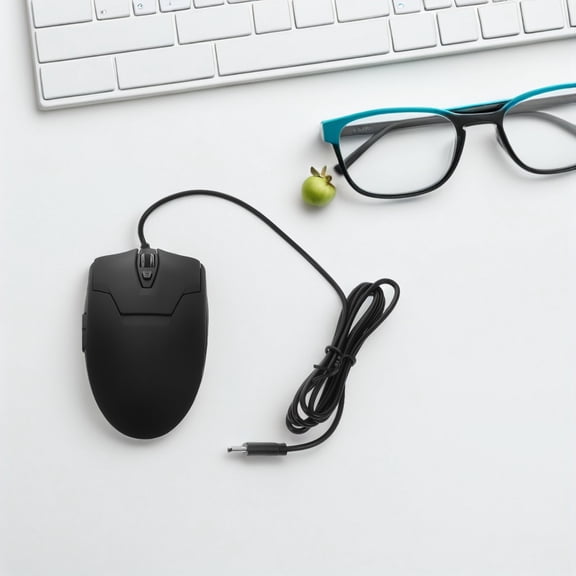 DRAFIDEEP Wired USB-C Computer Mouse with 6 Programmable Buttons, LED Backlight, Black ABS Shell, 1.5m Cable for Laptop