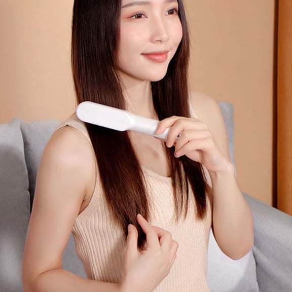 DRAFIDEEP USB Rechargeable White ABS Hair Straightening Brush for All Hair Types