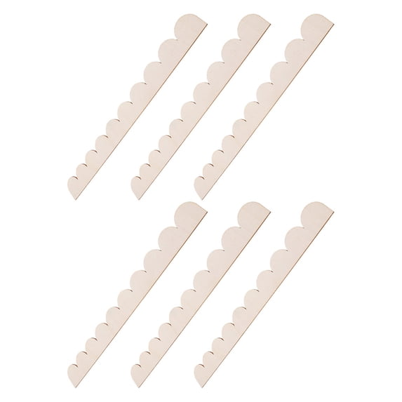 OUNONA 6-Piece Beige Scalloped Wood Trim Moulding for Walls and Cabinets, Unfinished Edge Decorative Craft Supplies