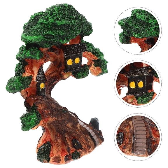 DRAFIDEEP Resin Fish Decor Tree House Ornament Unique Aquarium Decoration 1 Piece Design