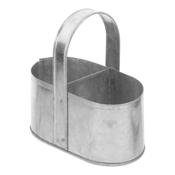 DRAFIDEEP Iron Flower Basket Holder for Garden Use, Decorative Storage Organizer with Compact 2-Section Design