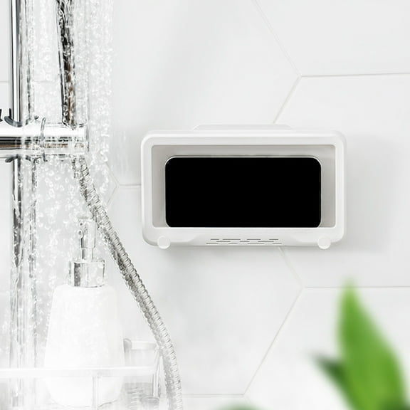DRAFIDEEP Wall Mounted Phone Case for Shower 1Pack Rectangular Waterproof Bathroom Phone Holder 11.4x4.2x0.8in