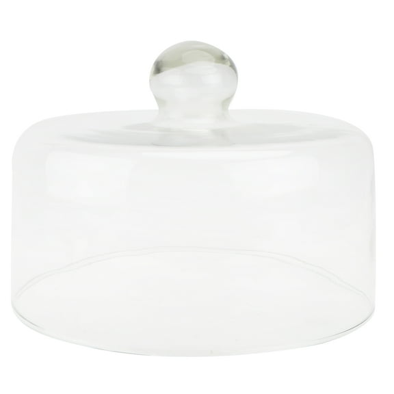 OUNONA Crystal Clear Glass Food Cover for Protecting Cake Snacks and Sweets White Portable Kitchen Dome