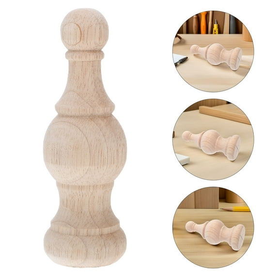 DRAFIDEEP Wood Curtain Rod Finials Decorative Furniture Accents Khaki Unpainted Style 1 Piece