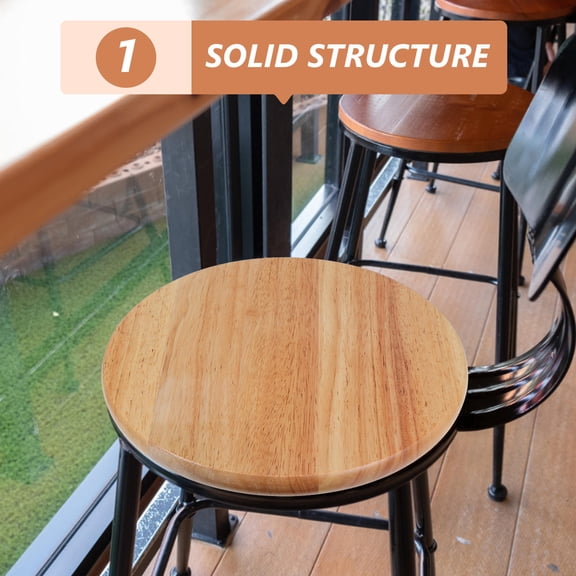 DRAFIDEEP Natural Wood Finish Replacement Wooden Bar Stool Seat Top, Seating , 1 Pack