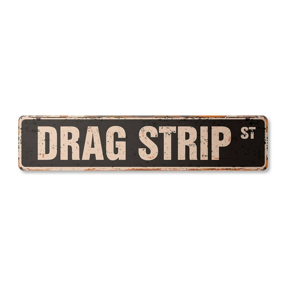 DRAG STRIP Vintage Plastic Street Sign race track cars muscle fast | Indoor/Outdoor |  30" Wide