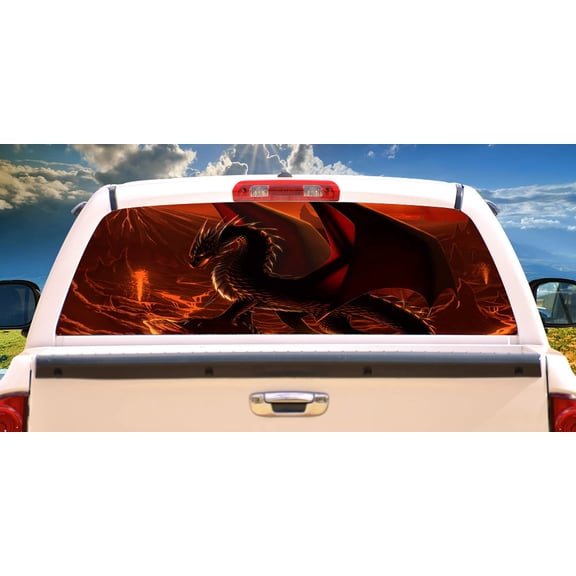DRAGON 1 Rear Window Graphic back truck decal suv view thru vinyl