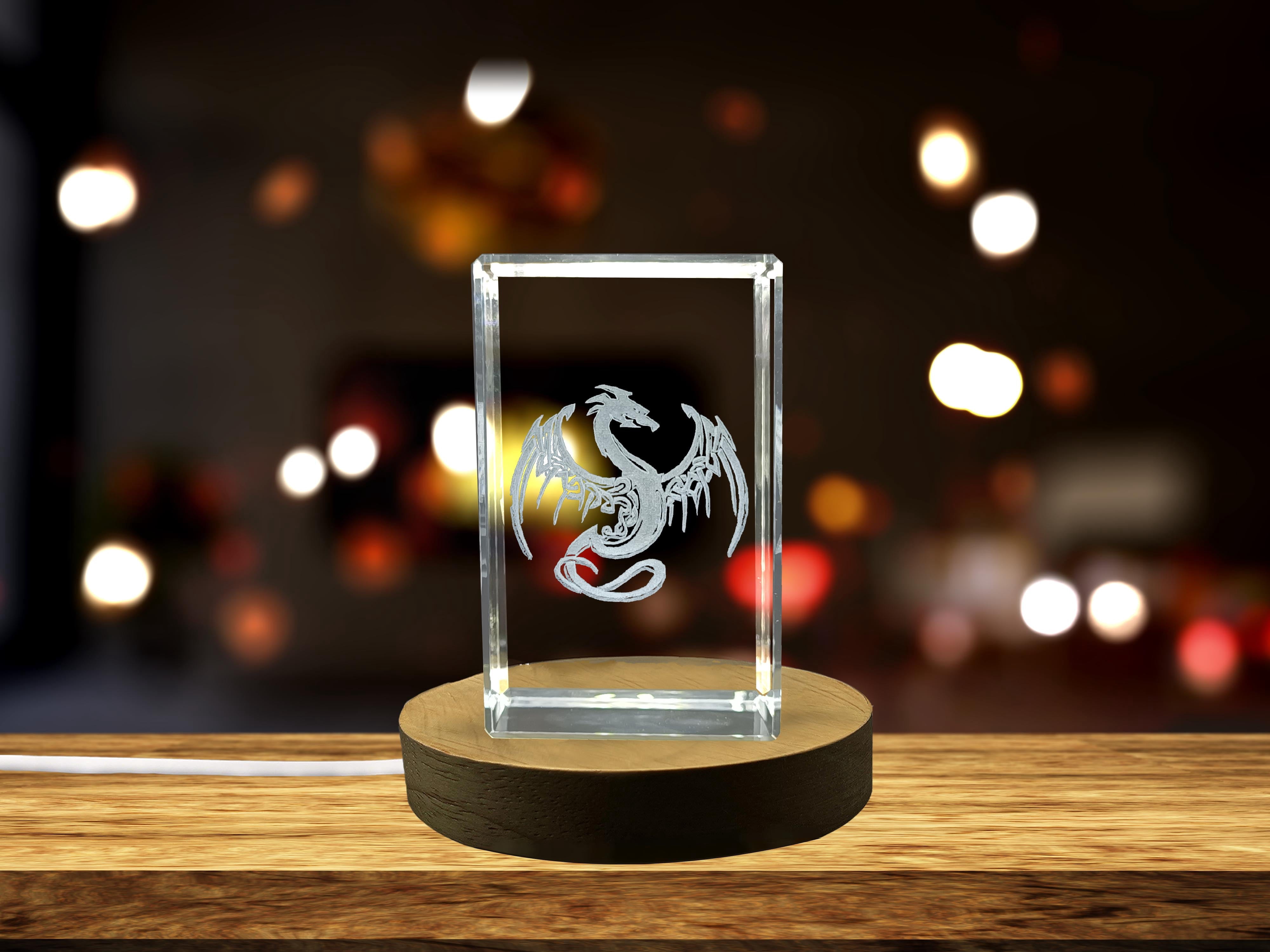 DRAGON 3D Engraved Crystal Gift - Exquisite Fantasy Decor Piece