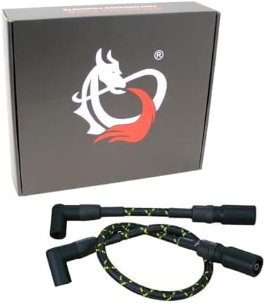 DRAGON FIRE PERFORMANCE Direct Fit Classic Vintage Cloth Braided Spark Plug Wire Set Compatible With 2000-17 Harley-Davidson Softail Heritage Springer Fatboy Fatboy Lo Oem Fit PWJ189-BLKBR