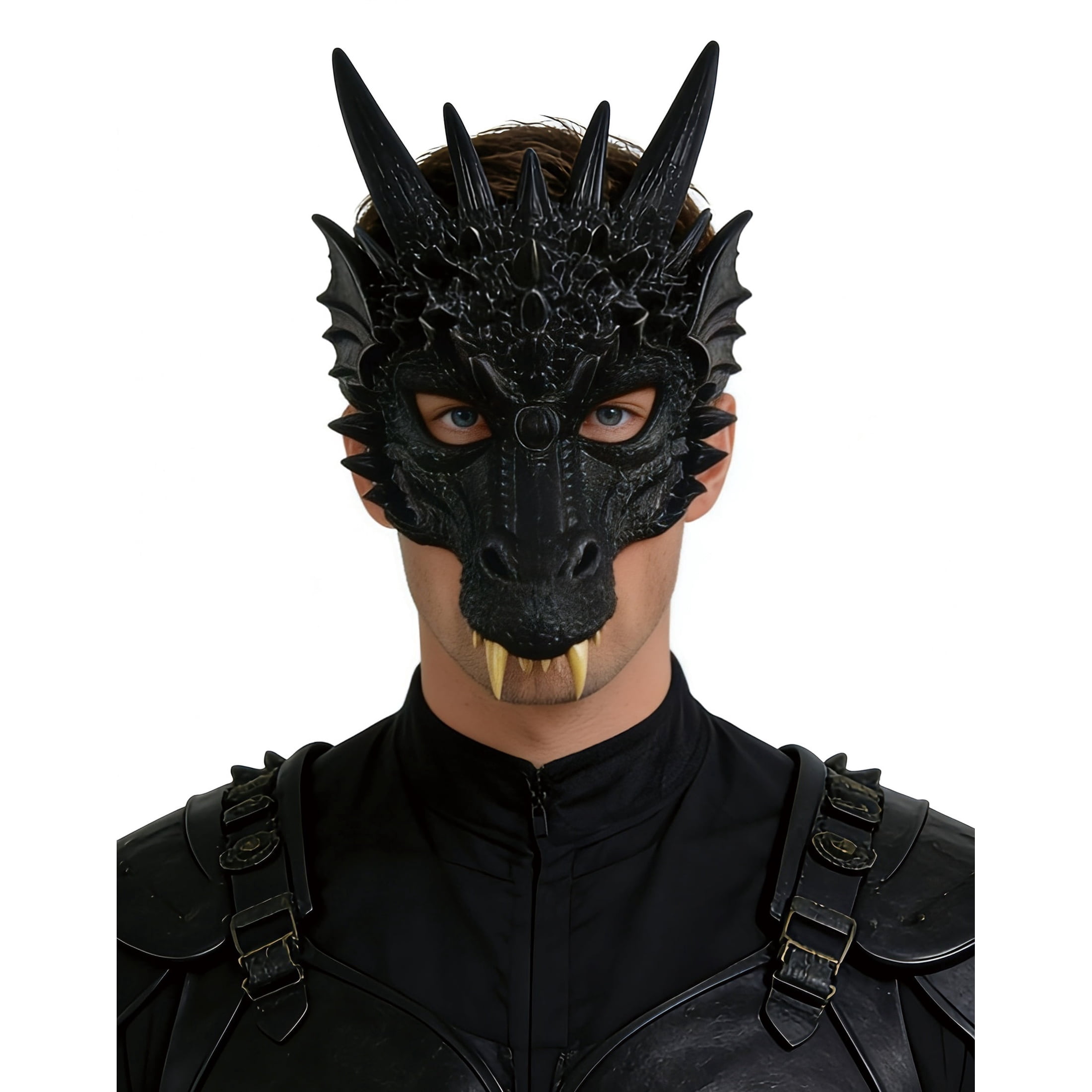 Dragon Mask Costume Accessory for Adults, Black, Halloween by Way To Celebrate