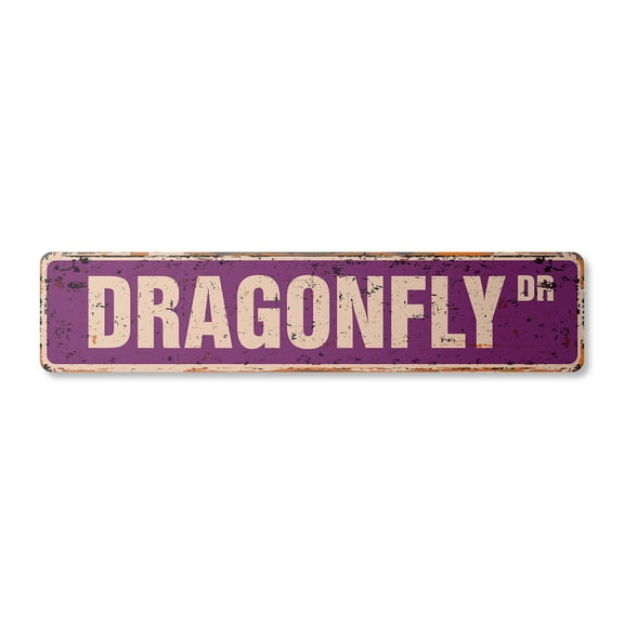 DRAGONFLY Vintage Plastic Street Sign bug fly dragon charm lover | Indoor/Outdoor | 18" Wide