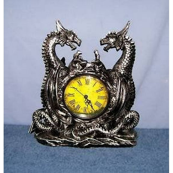 DRAGONSTAR - TWIN EVIL DRAGONS CLOCK FIGURINE GOTHIC CHARM