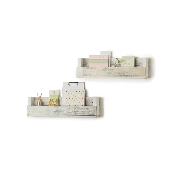DRAKESTONE Floating Book and Display Shelf (2-Pack) - Whitewash