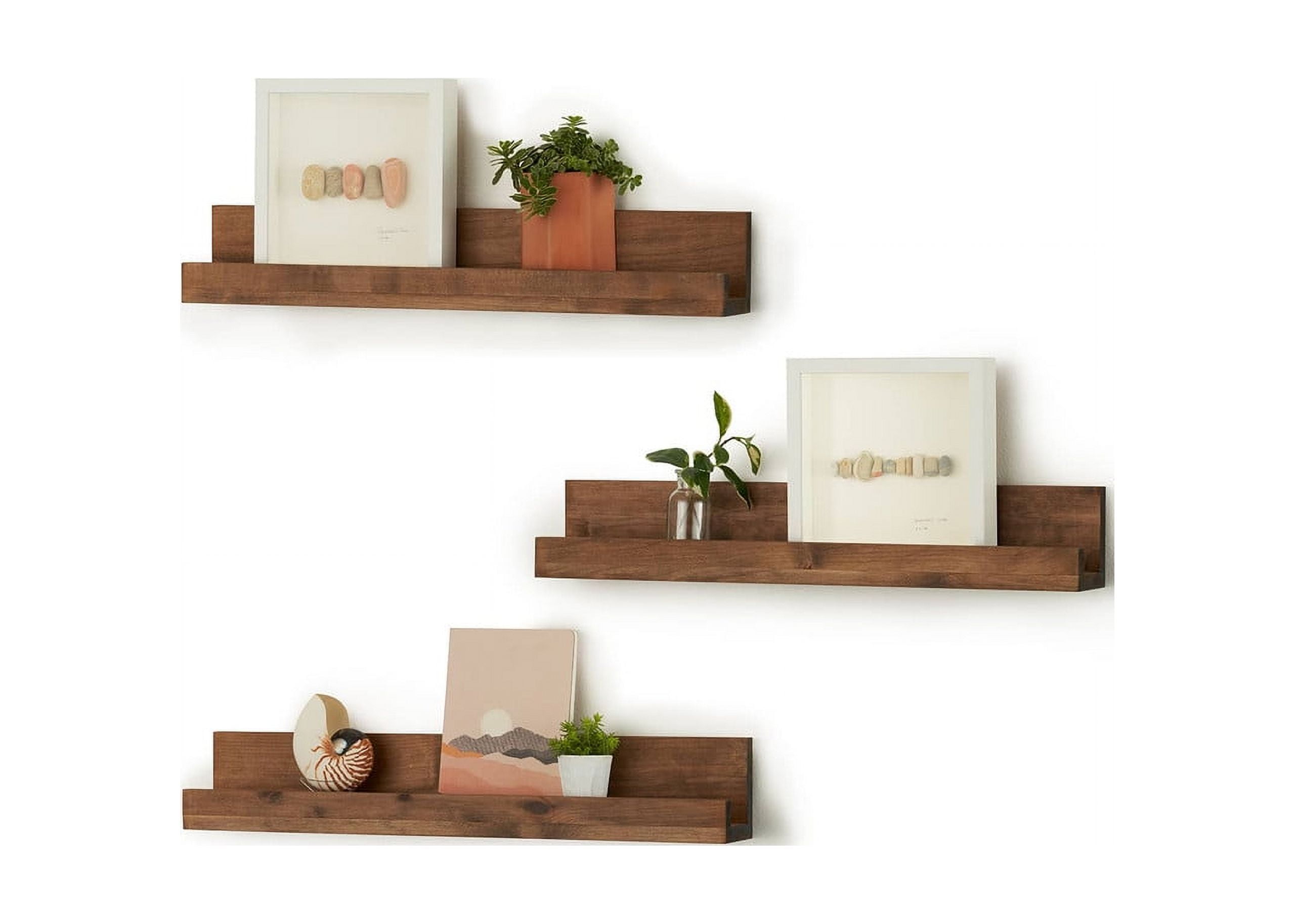 Walnut 28" Floating Book and Display Shelves Set of 3