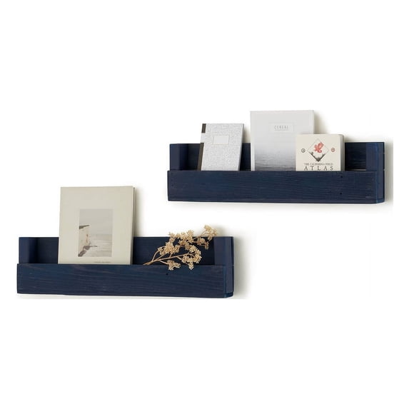 DRAKESTONE Floating Book and Photo Display Shelf (2-Pack) - Navy