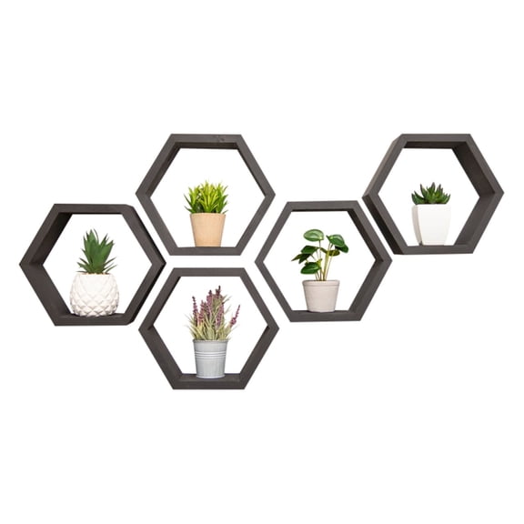 DRAKESTONE Hexagon Shelves, 5-Pack - Black