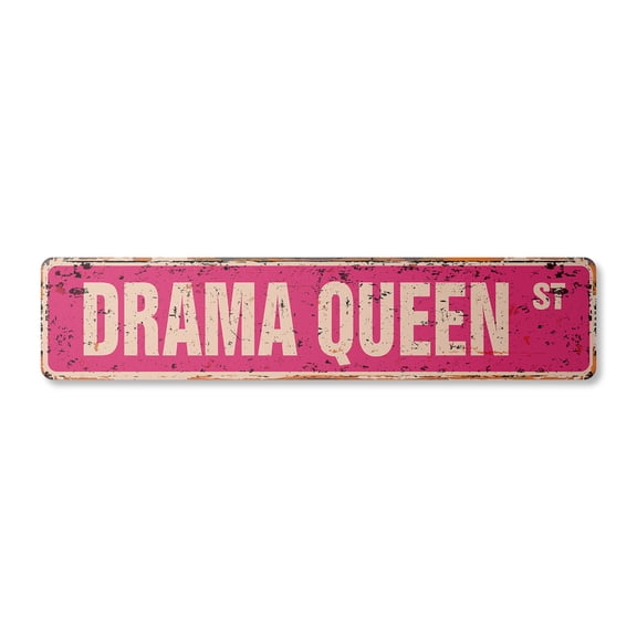 DRAMA QUEEN Vintage Aluminum Street Sign acting actor actress show biz rustic metal tin | Indoor/Outdoor | 18" Wide