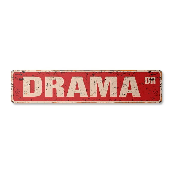 DRAMA Vintage Aluminum Street Sign acting actor actress show biz rustic metal tin | Indoor/Outdoor | 18" Wide