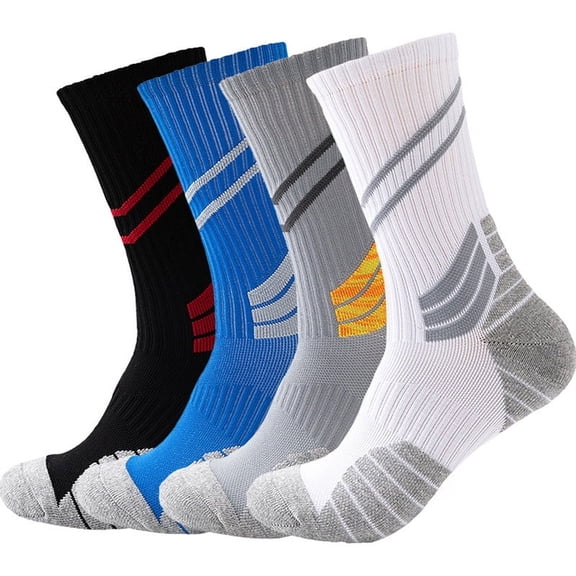 DRASEX 4 Pack Mens Basketball Socks Elite Athletic Mid-Calf Crew Socks for Women Youth Boys