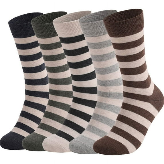 DRASEX 5 Pack Mens Cotton Dress Socks Mid Calf Argyle Pattern Solids Set