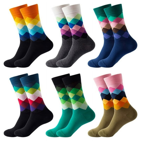 DRASEX Mens 6-Pairs Funny Funky Crazy Novelty Colorful Patterned Dress Socks