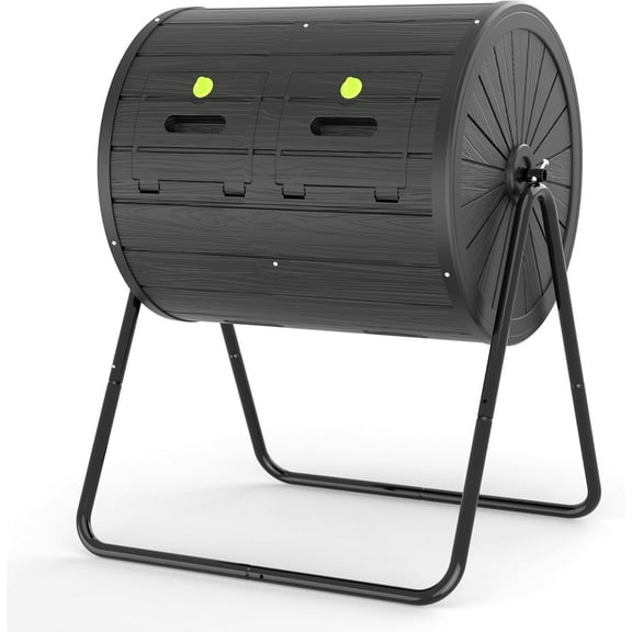 DRATO Compost Bin Outdoor 37.5 Gallon All-Season Dual Chamber Tumbling for Garden, Kitchen, Yard, Outdoor (Black)