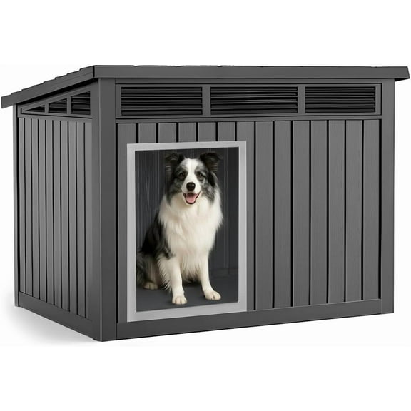 DRATO Dog House for Both Indoor and Outdoor with Weatherproof Roof Removable Floors for Medium to Large Dogs Interior Space (Black, Medium(32.2 * 25.12 * 24.13''))