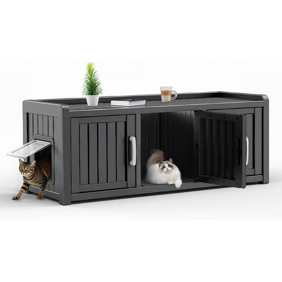 DRATO Indoor Outdoor Shoe Storage Cabinet,Waterproof Shoe Cabinet with Adjustable Shelves,Multifunctional Resin Storage Bench for Entryway, Foyer,Hallway